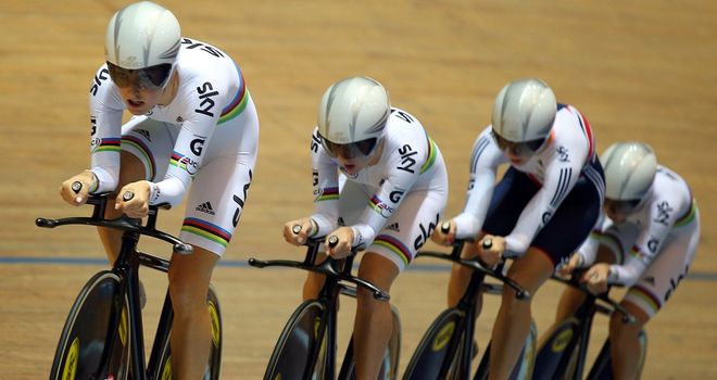 Laura Trott, Dani King, Jo Rowsell and Elinor Barker broke their own world record by more than 2.5 seconds