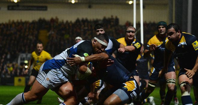 Anthony Perenise: The prop goes on the charge against Worcester Warriors