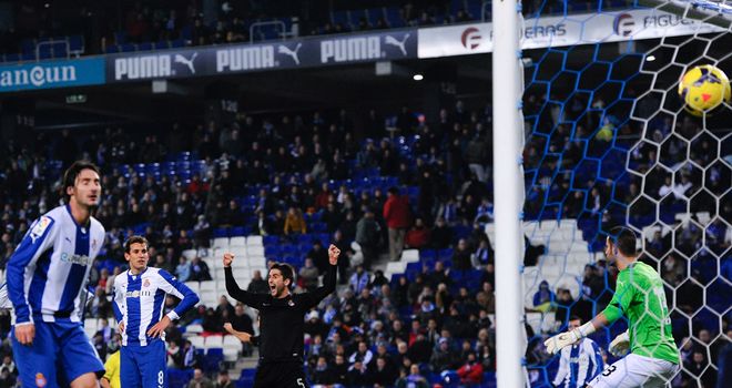 Real Sociedad celebrate after Christian Stuani's own goal