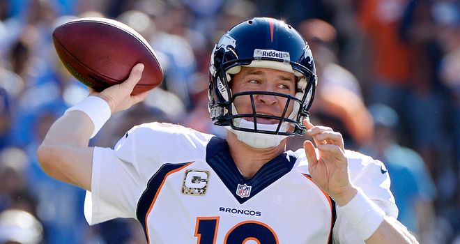 Peyton Manning in action against San Diego on Sunday