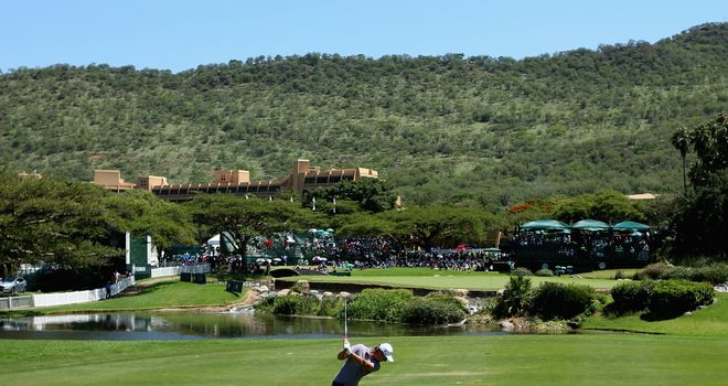 The approach shot to the ninth green