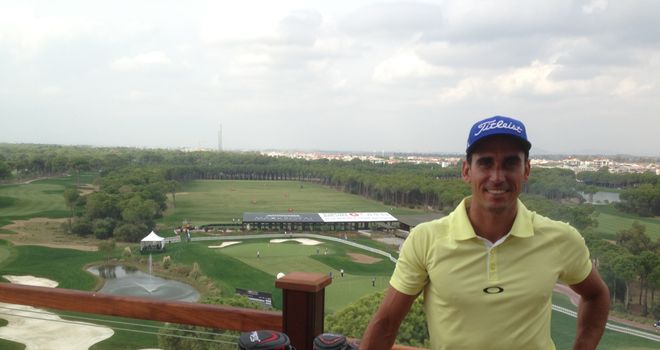 Rafa Cabrera-Bello on the clubhouse balcony at the Montgomerie Maxx Royal in Turkey