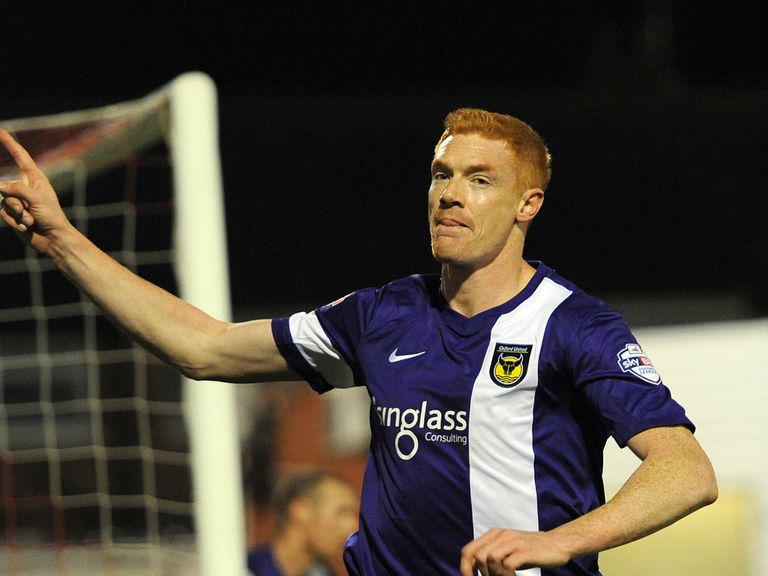 David Kitson celebrates scoring Oxford's equaliser