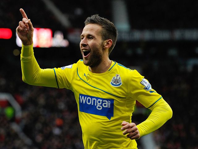 Yohan Cabaye celebrates his goal for Newcastle