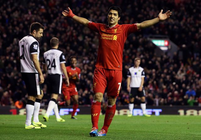 All smiles at Anfield for Luis Suarez