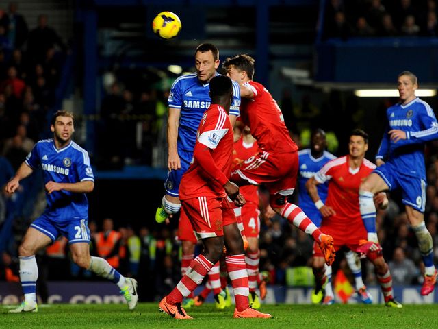 John Terry heads home Chelsea's second goal.