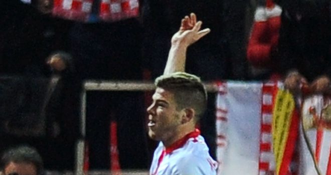 Alberto Moreno celebrates for Sevilla
