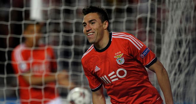 Nicolas Gaitan: Celebrates his winner against PSG