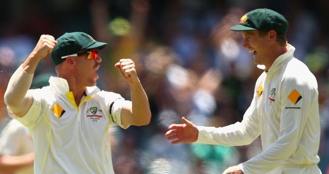 David Warner (L) and George Bailey: Will play in the Big Bash League before fourth Test