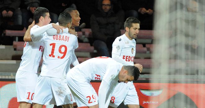 Anthony Martial and Monaco celebrate.