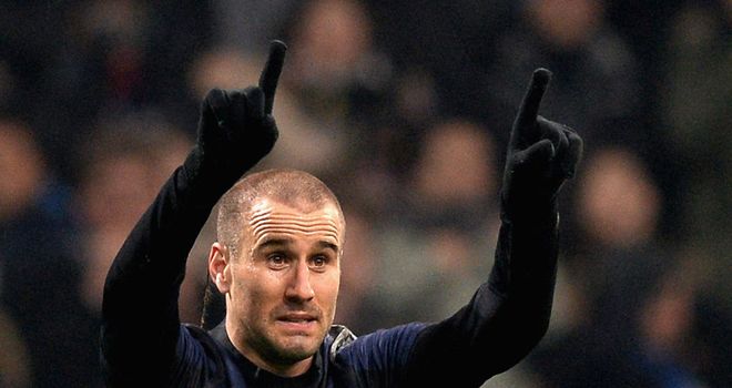 Rodrigo Palacio celebrates his goal for Inter Milan