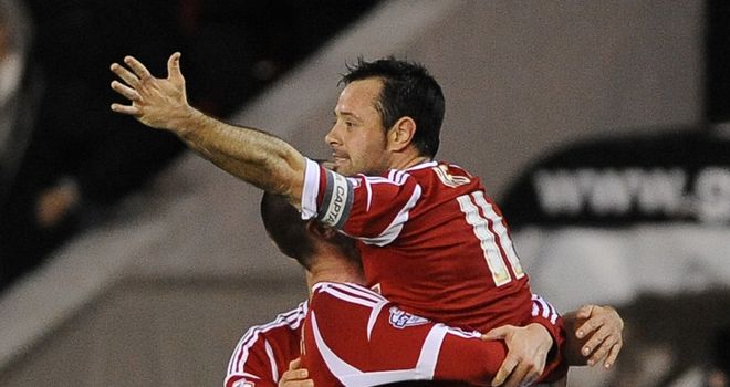 Andy Reid: Celebrates his controversial goal