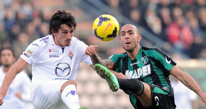 Stefan Savic and Simone Zaza battle for the ball