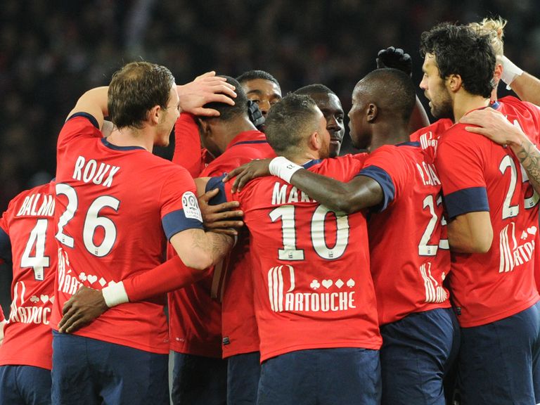 Lille celebrate during their victory