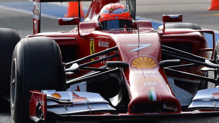 Raikkonen drives the Ferrari on the first day of winter testing
