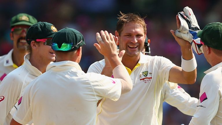 Ryan Harris celebrates another English victim