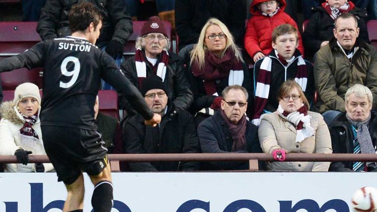 John Sutton: Scores the only goal at Tynecastle as Motherwell beat Hearts
