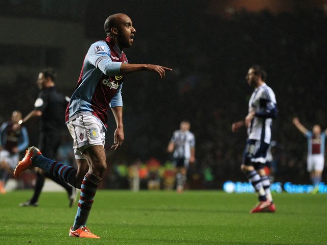 Fabian Delph celebrates scoring for Aston Villa