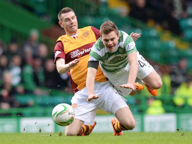 James Forrest takes a tumble