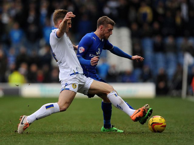 Tom Lees tackles Jamie Vardy