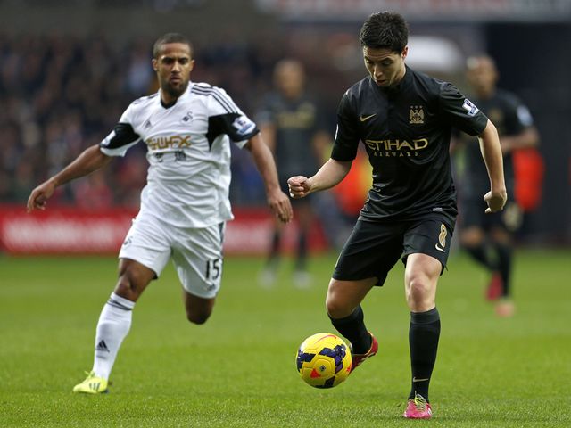 Samir Nasri in action for Manchester City.