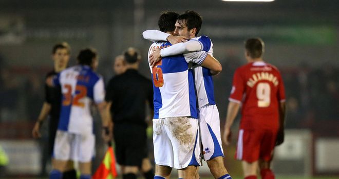 Rovers: Celebrate their win over Crawley in the FA Cup