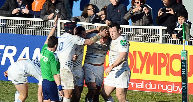Leinster celebrate their win over Castres