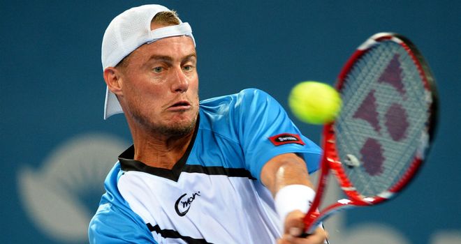 Lleyton Hewitt: Hits a backhand return on his way to beating Feliciano Lopez