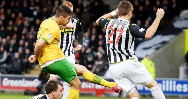 Charlie Mulgrew: Breaks the deadlock for Celtic at St Mirren