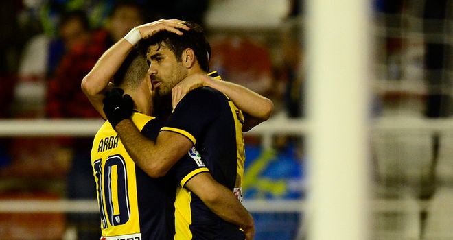 Atletico Madrid celebrate Diego Costa's goal