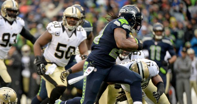 Marshawn Lynch scores against the Saints