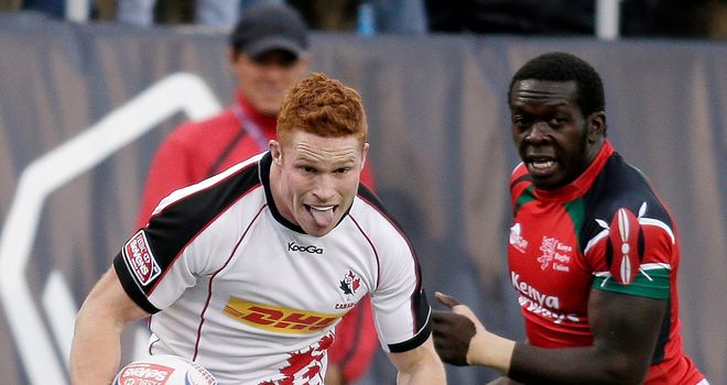 Canada's Connor Braid on the charge at the Las Vegas Sevens