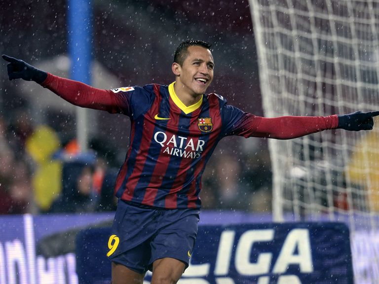 Barcelona's Alexis Sanchez celebrates