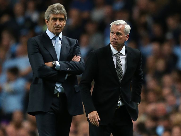 Pellegrini and Pardew pictured during Sunday's game