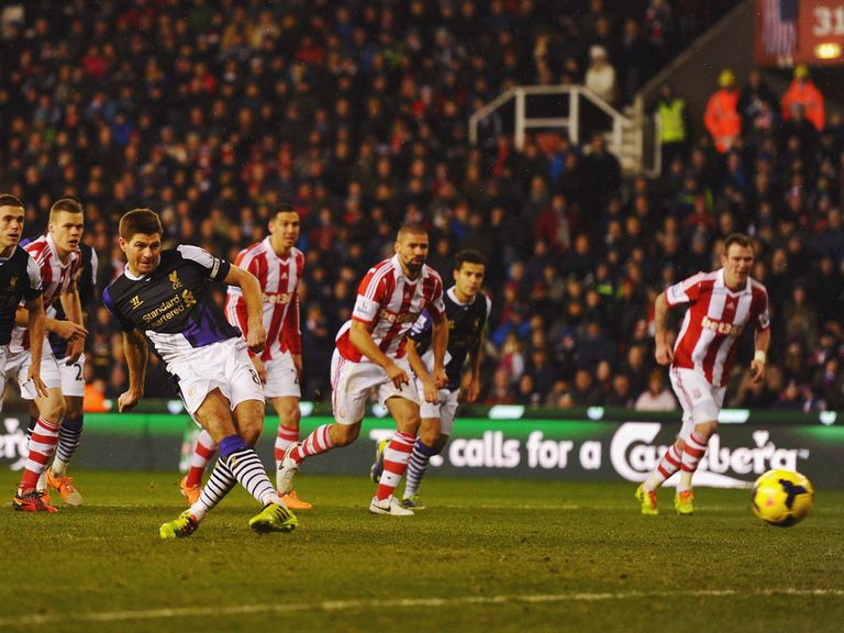 Steven Gerrard scored a penalty against Stoke