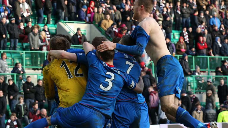 Inverness celebrate their remarkable semi-final victory over Hearts