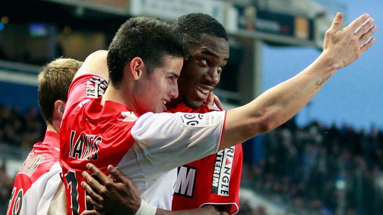 James Rodriguez (l): Celebrates scoring