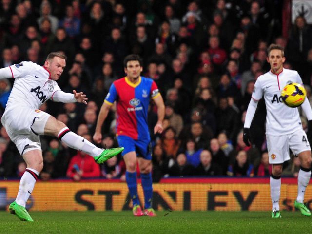 Manchester United's Wayne Rooney find the net with a volley