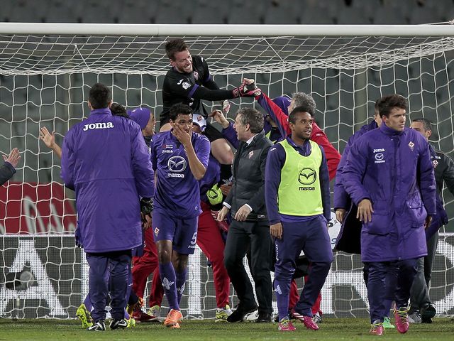Fiorentina celebrate against Udinese