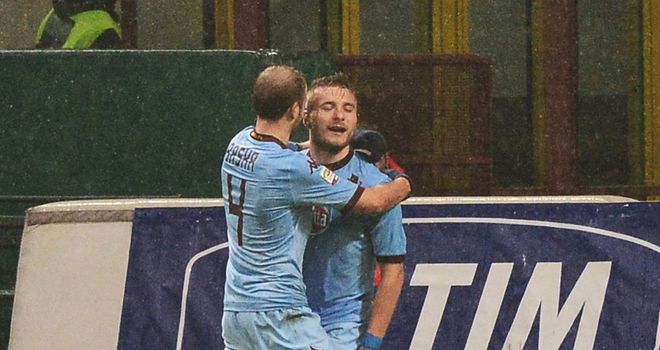 Torino forward Ciro Immobile celebrates