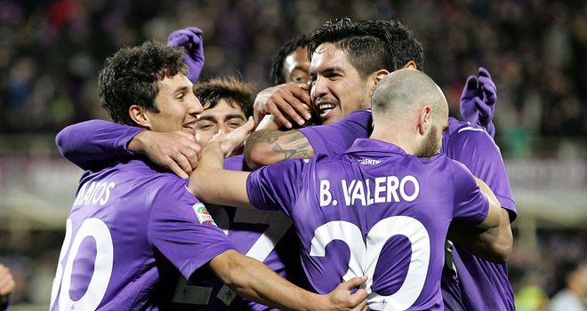 Fiorentina celebrate against Atalanta