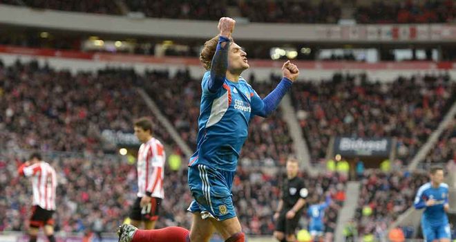 Nikica Jelavic: Celebrates netting Hull's second goal