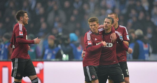 Markus Feulner celebrates his goal for Nurnberg