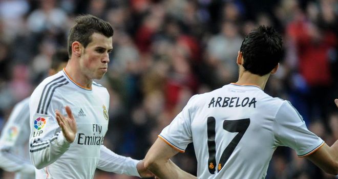 Gareth Bale celebrates his stunning goal