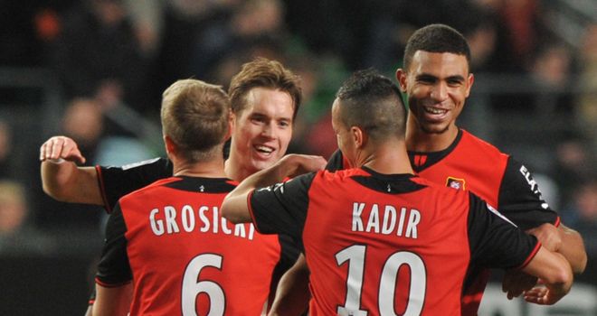 Rennes celebrate against Lyon