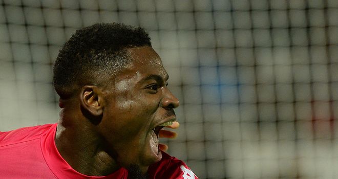 Serge Aurier celebrates his equaliser for Toulouse