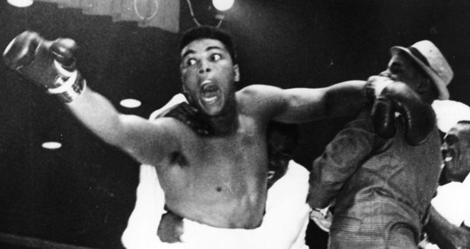Clay celebrates one of the biggest upsets in heavyweight history