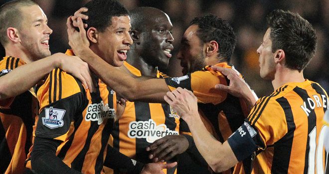 Curtis Davies: Hull defender celebrates his opener against Brighton