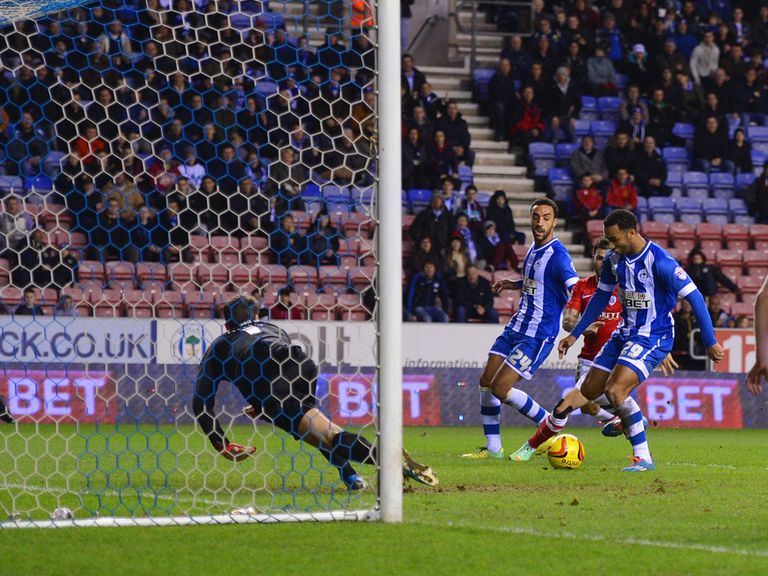 Nicky Maynard scored for Wigan on Tuesday night
