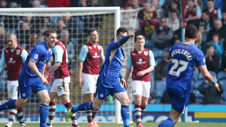 David Nugent: Leicester striker celebrates his goal at Burnley